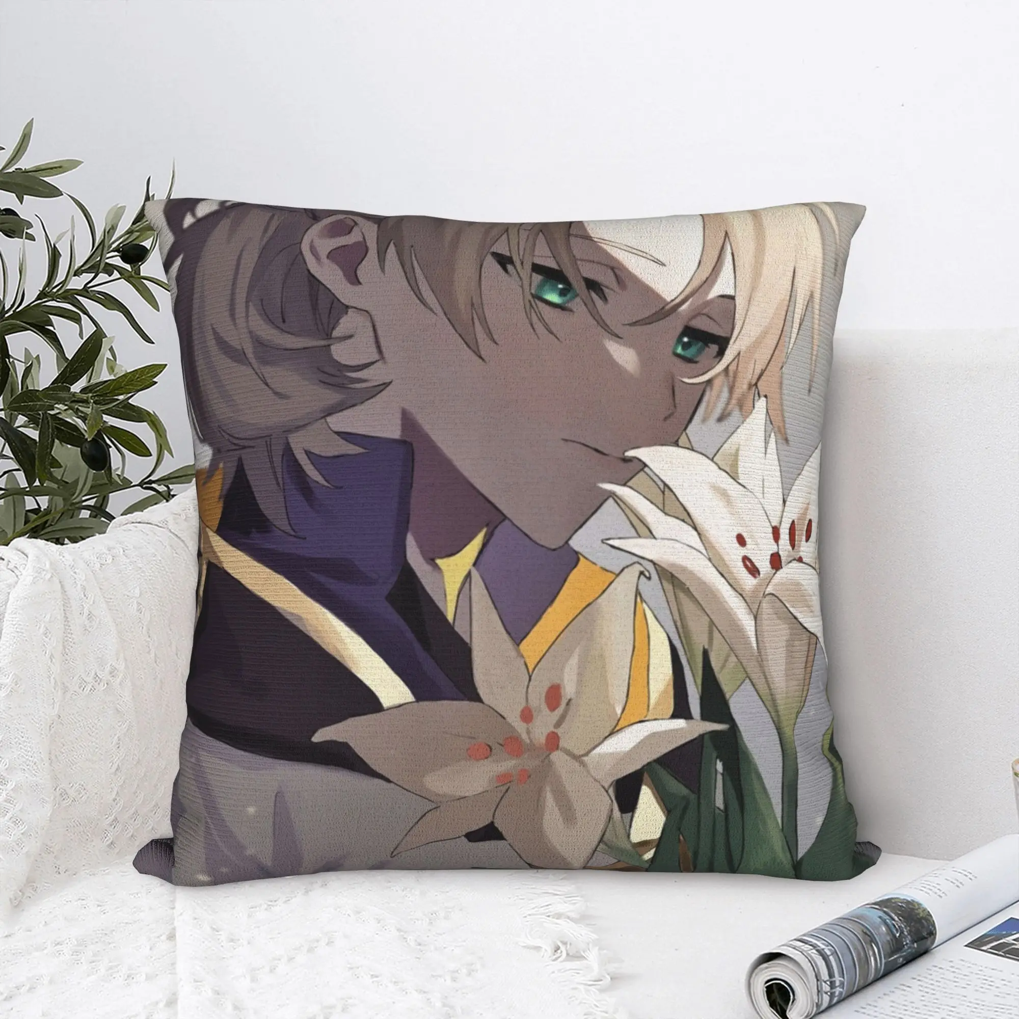 Albedo Genshin Impact Pillowcase Double-sided Printing Polyester Cushion Cover Decorations  Throw Pillow Case Cover Home Square