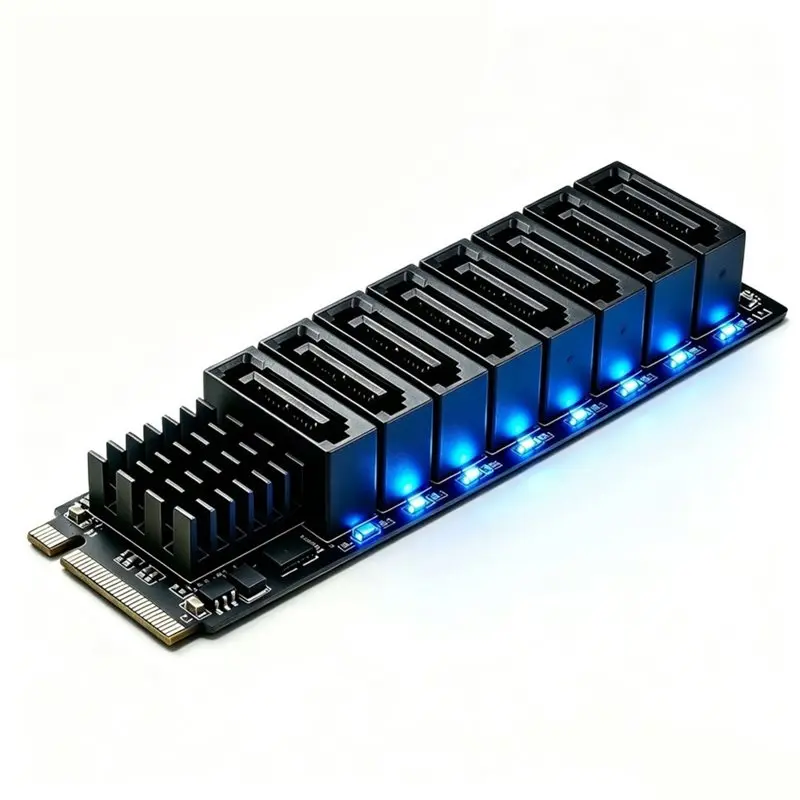 NEWA25P M. 2 KEY-M NVME To 8 Port SATA3.0 Adapter Card YLB3118 Chip 6Gbps Expansion Card For M. 2 PCIE To SATA For Server PC Com