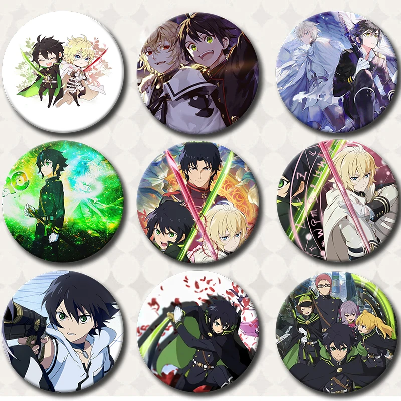 58mm Hot Japanese Anime Seraph of The End Cosplay Badge Lapel Pin Anime Accessories for Clothes Backpack Decoration Fans Gifts