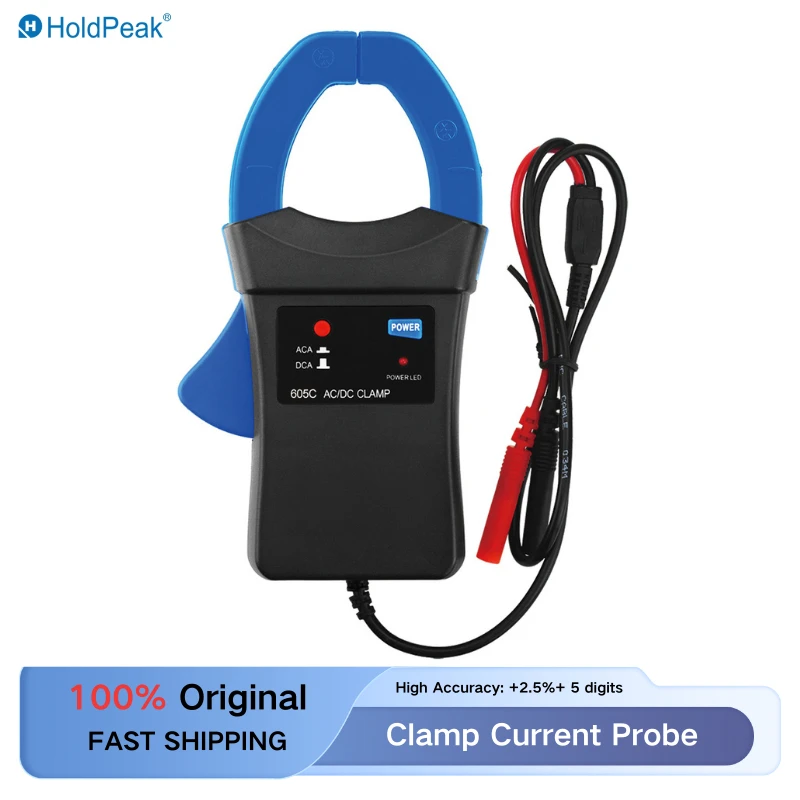 

HP-605A 600A DC/AC Current Clamp Adapter Clamp-On Meter Tester with Test Probes, LED Power Indicator, not Includes Battery
