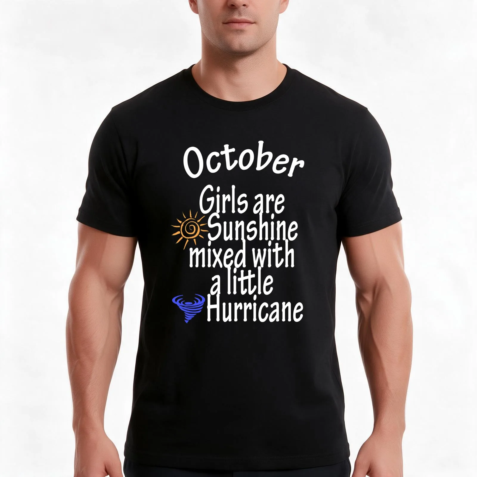 October Girls are sunshine mixed with a little hurricane T-Shirt, Summer Casual Cotton Tee, Oversized Streetwear Tops