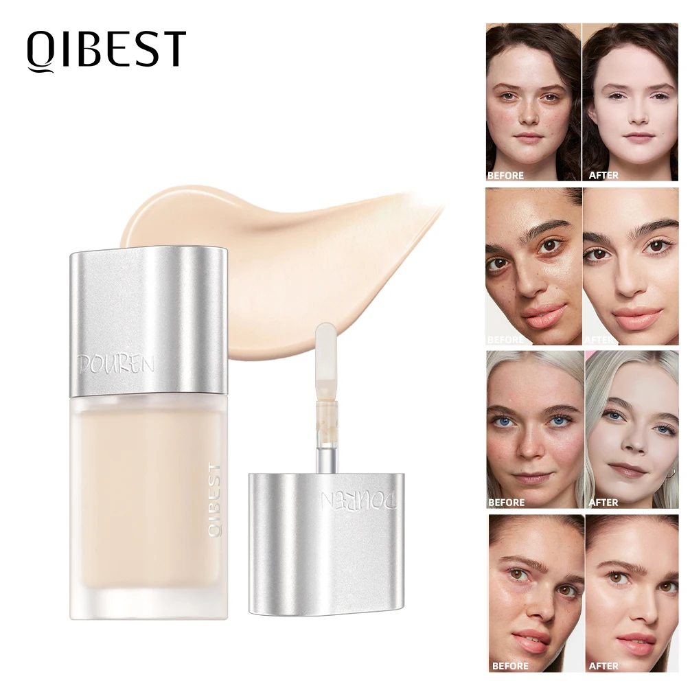 QIBEST 5ml Liquid Foundation Concealer Women Face Makeup Waterproof Oil-Control Concealer Base Cream Cover Dark Circles Cosmetic