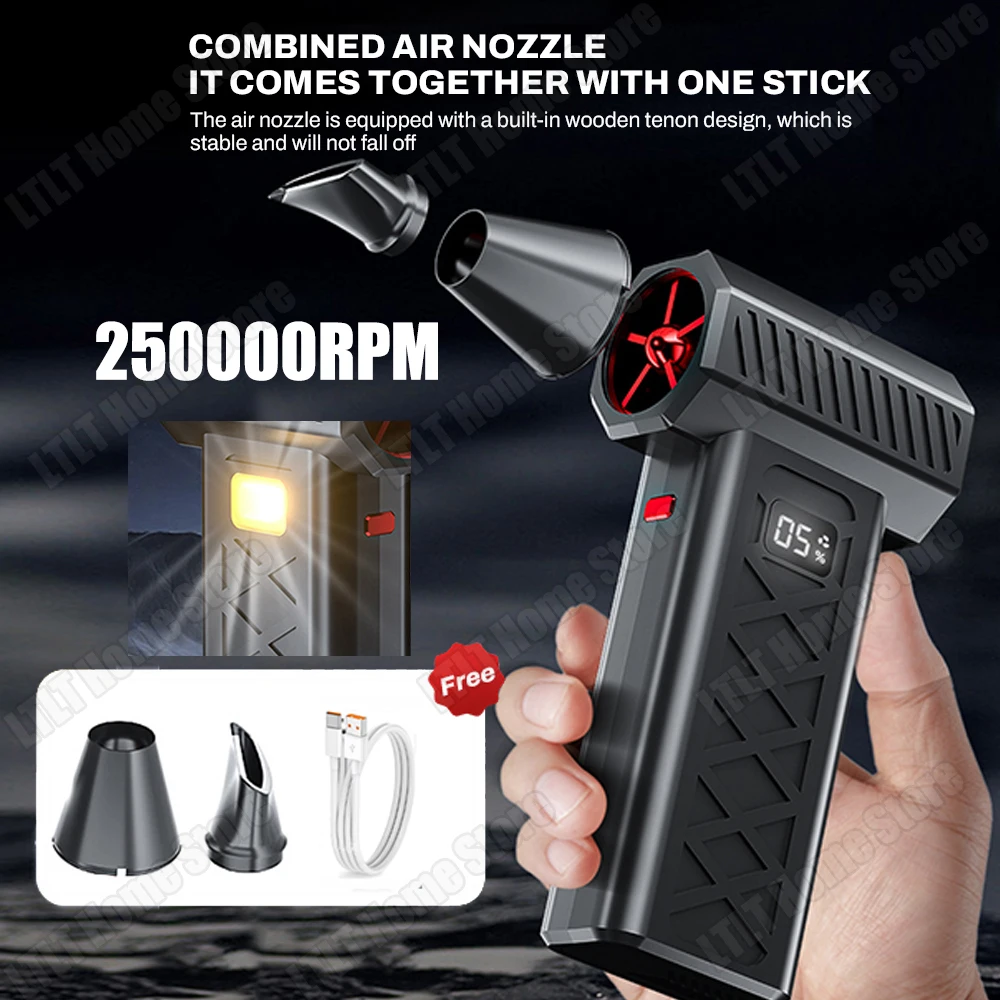 

Brushless Electric Air Duster Turbo Jet Fan Violent fan 6 Gears adjustable 600000 RPM Cleaning Blower Portable Blowing Snow Tool