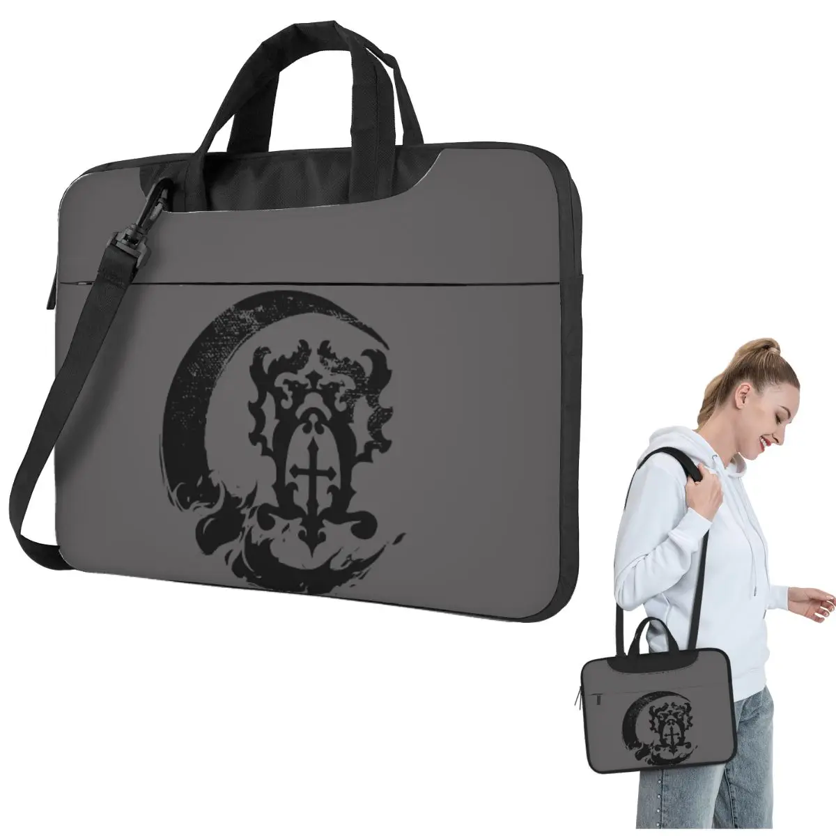 

Castlevania Belmont Crest Black Crossbody Laptop Bag Case Computer Bag 13 14 15.6 Inch Notebook Pouch for Lenovo