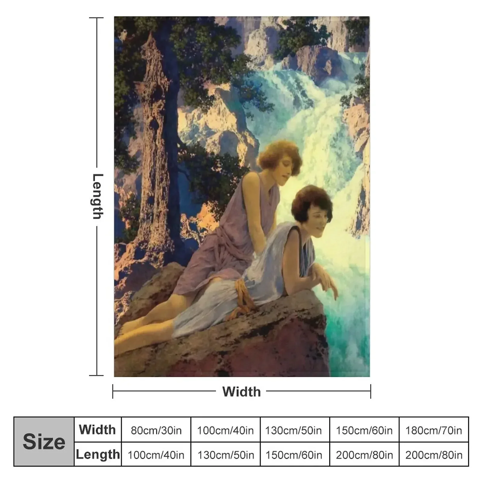 Maxfield Parrish. Waterfall Throw Blanket Personalized Gift for sofa Retros Blankets