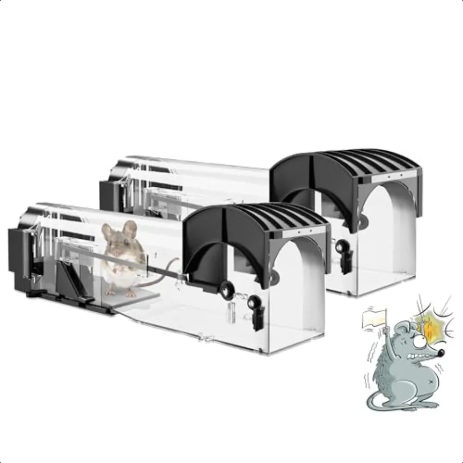 

Гуманная ловушка для мыши, 2 упаковки, 12,2 дюйма, увеличенные, без уничтожения ловушек для крыс, многоразовые ловушки для мышей, ловушки для домашних животных и приятные бурундук