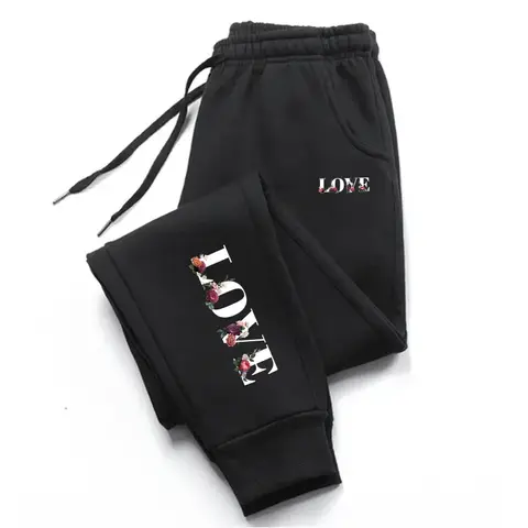 Dam Träningsbyxor Nya Love Letter Print Street Lyxiga Träningsbyxor Daglig Casual Enkelhet Mångsidiga Joggingbyxor Sportbyxor 10 best sales kromhjärtade jeans - №3