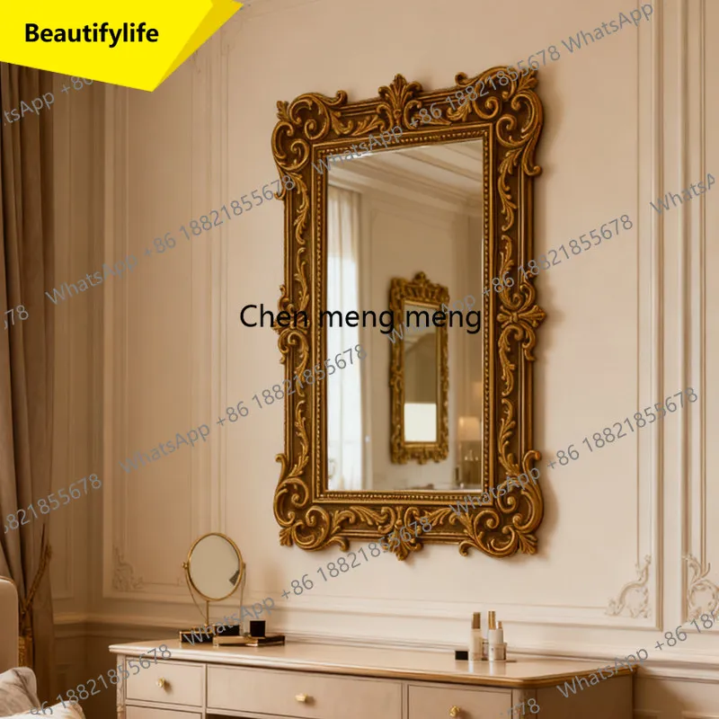02M Vintage fireplace wall-mounted dresser makeup mirror wash mirror French decorative enigma mirror