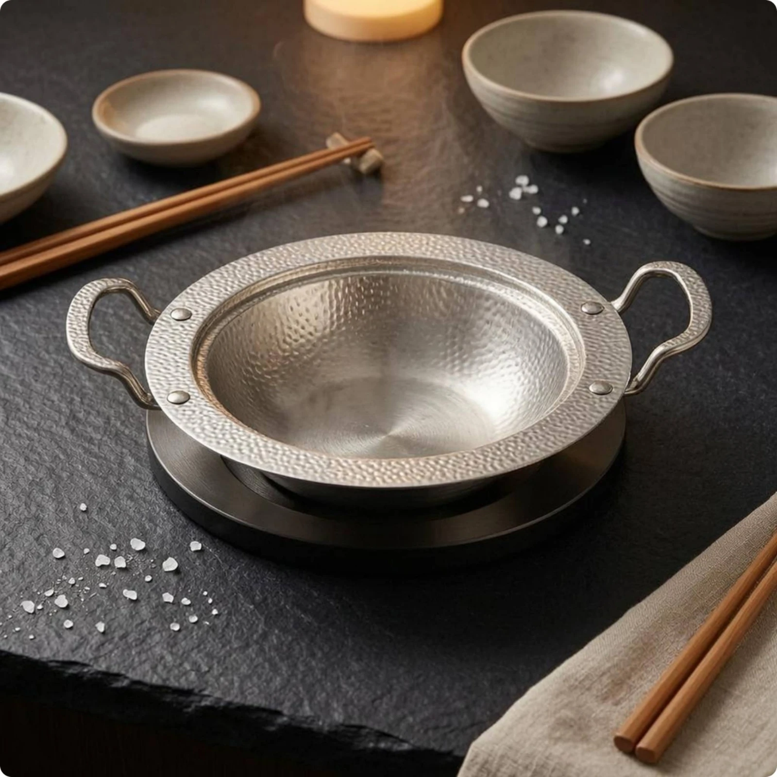 Round Stainless Steel Serving Pan Wide Rim Hammered Stainless Steel Frying Pan Cookware Silver Finish Easy Cleanup for Cooking