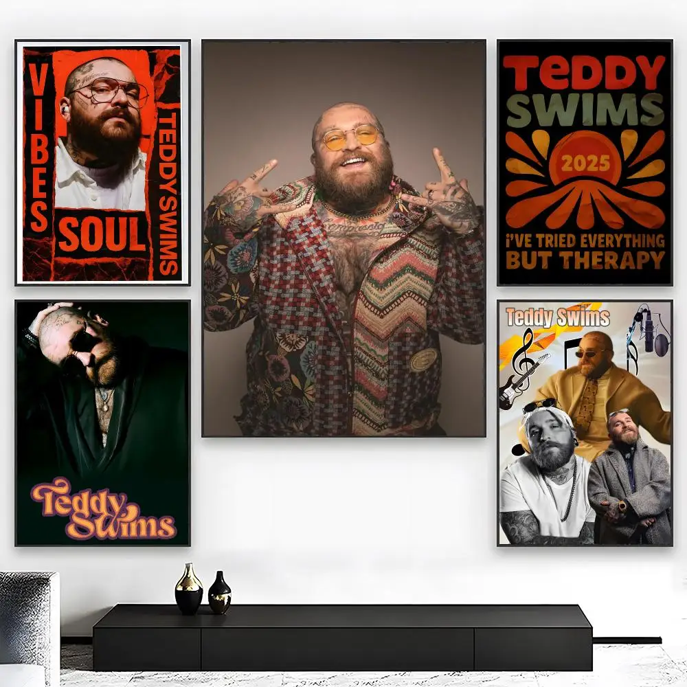 American Soul Singer T-Teddy Swims Poster Wall art print art suitable for living room bedroom bar parlor home decor gift