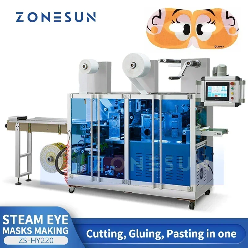 ZONESUN Automatic Steam Eye Mask Making Machine for Mass Production Warm Compress Eye Mask Producing Equipment ZS-HY220