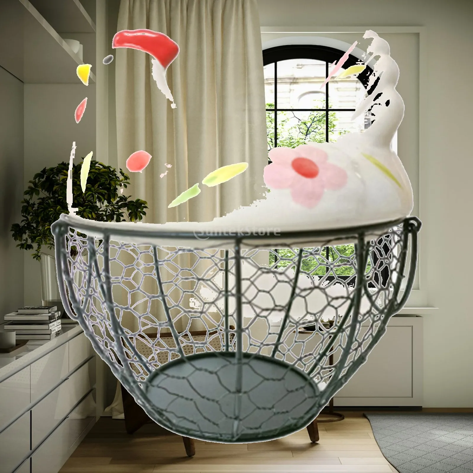 Chicken Egg Basket Round Gathering Fresh Eggs Countertop Egg Collecting Basket