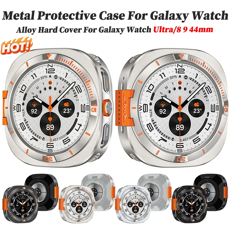 Metall-Schutzhülle für Samsung Galaxy Watch Ultra 2024 2025 47mm, Hartmetall-Abdeckung für Galaxy Watch8 9 44mm, Stoßfänger-Zubehör