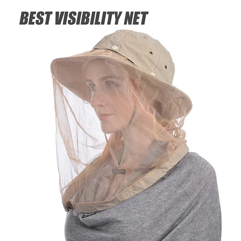 Fashion Safari Hat Foldable Mosquito Hat With Hidden Net Mesh Repellent Insect Bee Protection Outdoor Sunscreen Fishing Cap