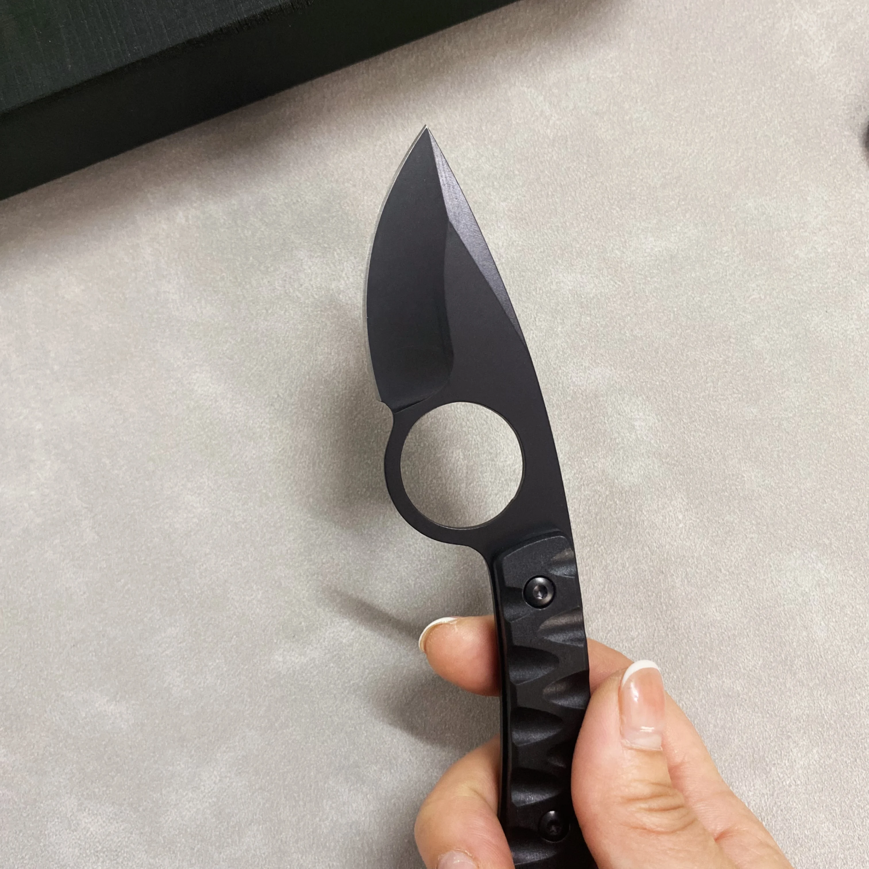Cuchillo táctico mini de acero una pieza afilado para acampada - imagen 3