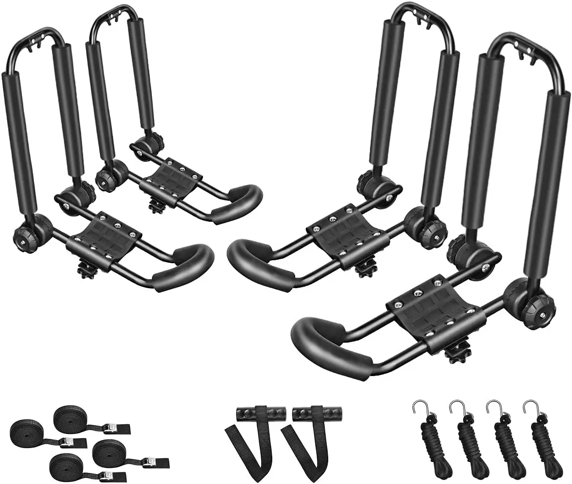 

Universal Foldable J-Bar Kayak Rack for Car Roof Top Carrier, Fits Canoe, SUP, Surfboard and Ski Board on SUV, Truck