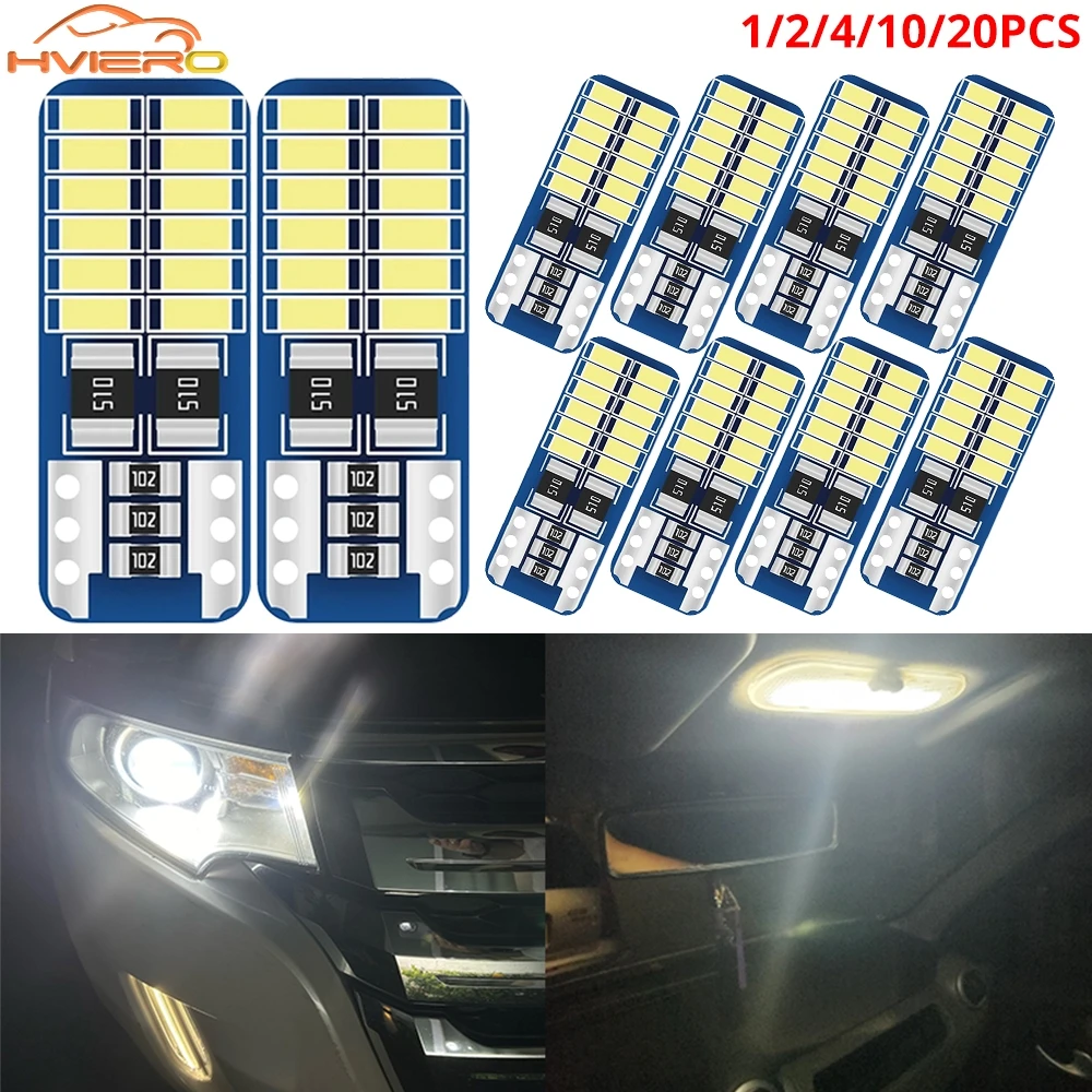

1/2/4/10 шт. T10 W5W светодиодный Canbus 3014 24SMD без ошибок 194 168 салон автомобиля купольный светильник белый 6000k 12V стоп-сигнал указатель поворота