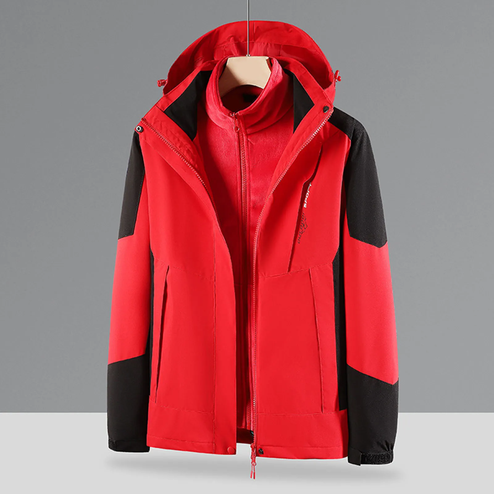 Women's Winter Jacket Oversized Long Sleeve Zip Water Packable Jacket Warm Two In One Wearing Fleece Ski Suitt Winter Down Coat