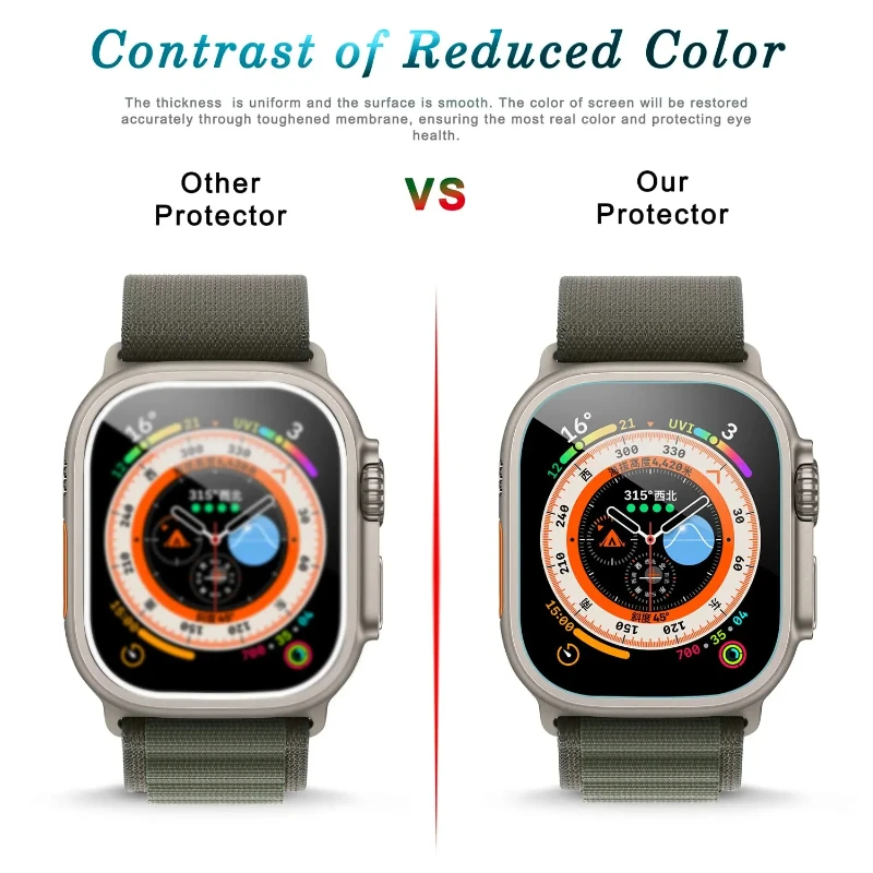 طبقة حماية لساعة أبل الترا 2 49 مللي متر 9 8 7 45 مللي متر 41 مللي متر HD شاشة زجاج قذيفة حامي فيلم iWatch 6 5 4 SE2 44 مللي متر 42 مللي متر 40 مللي متر