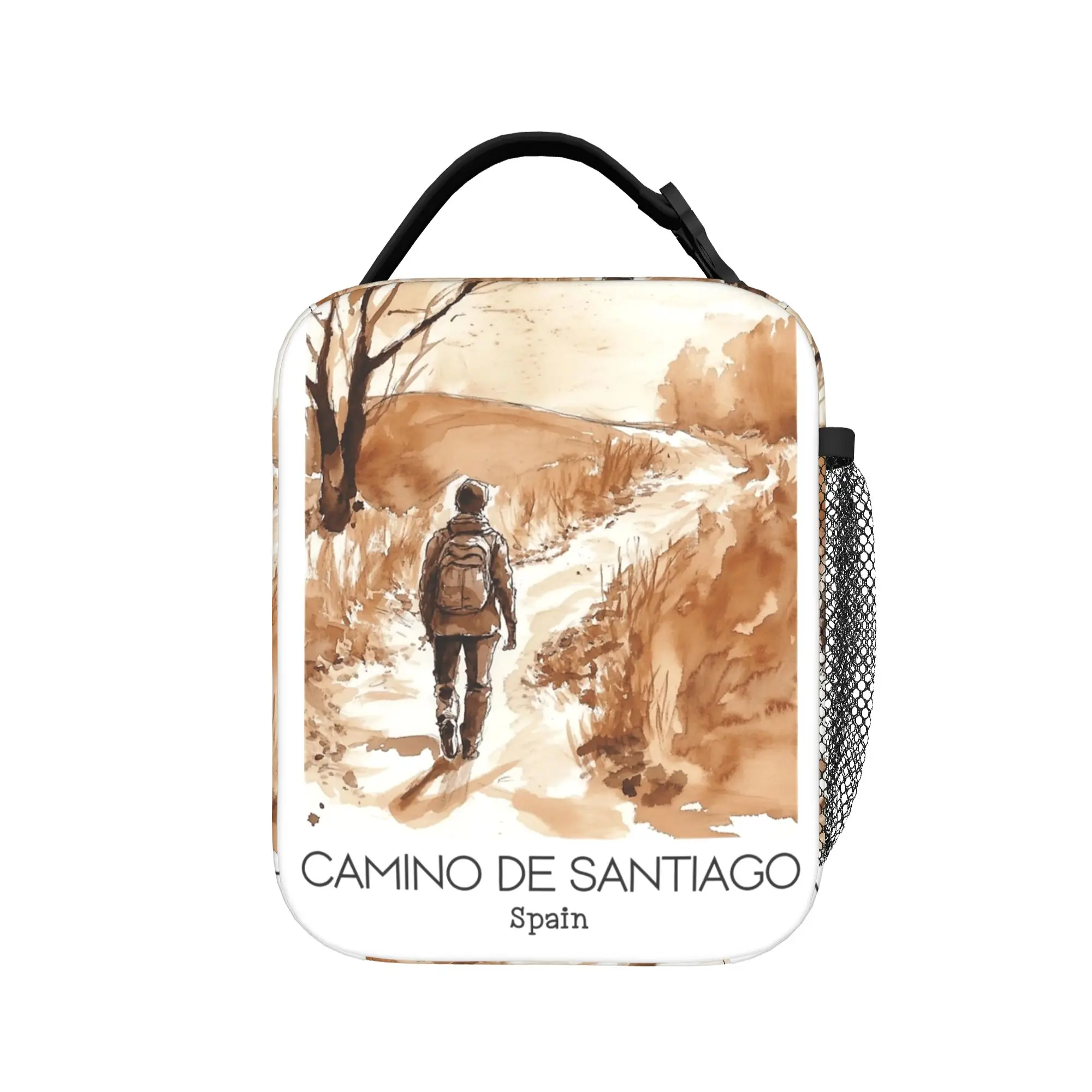 A Vintage Travel Art of Camino de Santiago Spain Insulated Lunch Bag Bag ,Meal Container  High Capacity Tote Lunch Box Picnic