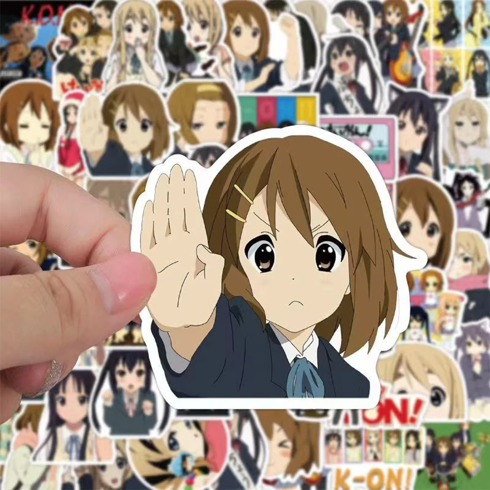 ¡10/30/50 Uds. K-ON! Pegatinas de música de Anime para chica, bonitas calcomanías de dibujos animados de Hirasawa Yui, botella de agua, guitarra, teléfono, pegatina decorativa para ordenador portátil