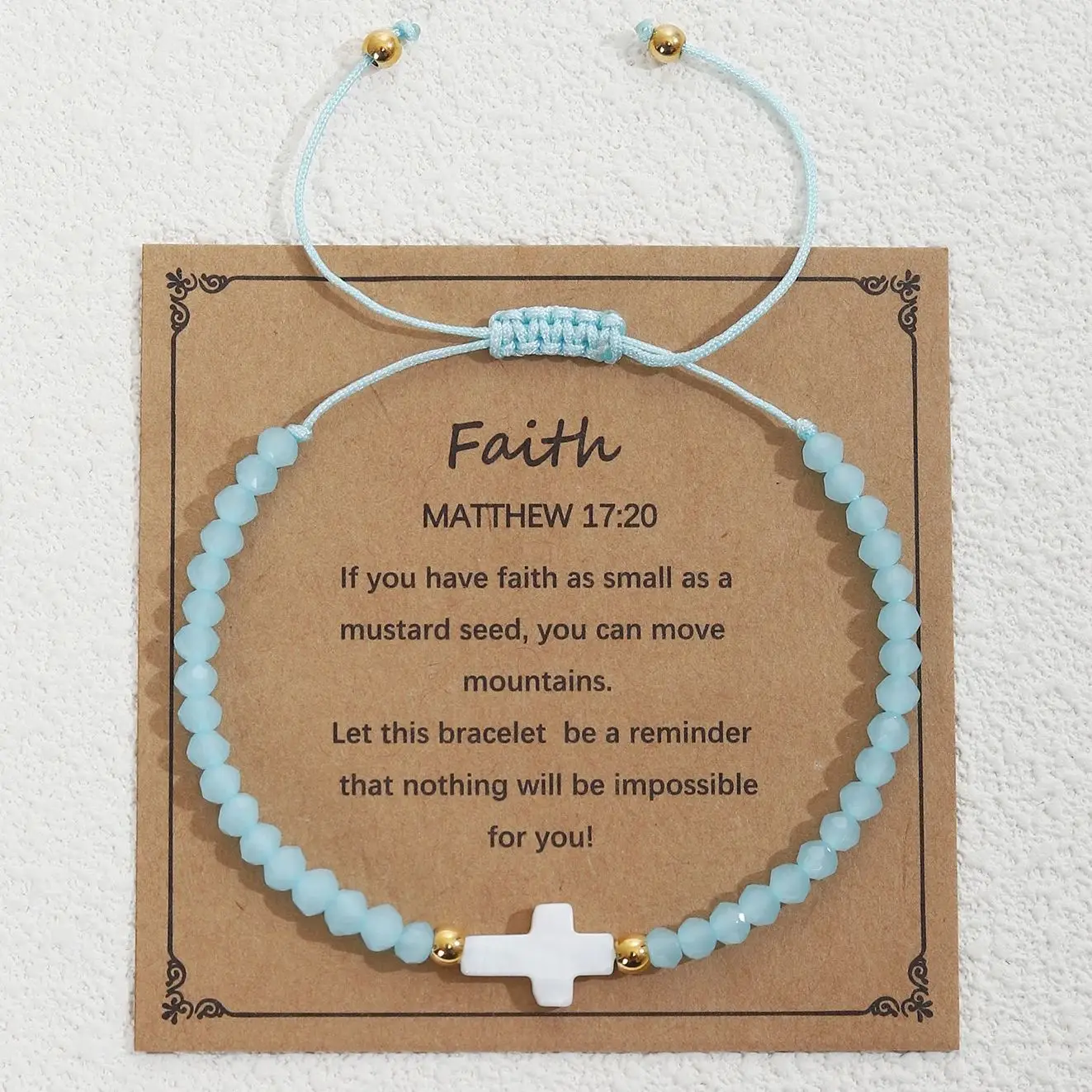 الصليب حبة سوار للنساء قابل للتعديل سلسلة مسيحية دينية متعددة الأوجه خرز كريستالي أساور المعمودية هدية مجوهرات #6