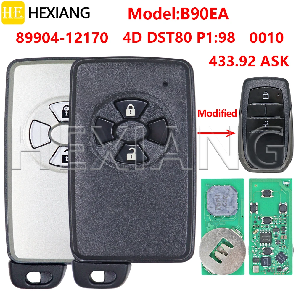 

HE B90EA P1:98 433.92ASK 4D DST80 Board:61A544-0010 89904-12170 Proximity Car Remote Key For Toyota Auris RAV4 Urban Cruise