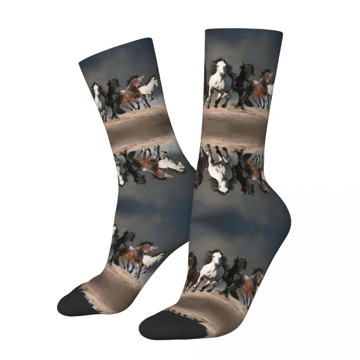 Hip Hop Vintage Herd Horses Crazy Men's compression Socks Unisex Galloping Horses Harajuku Seamless Printed Funny Crew Sock