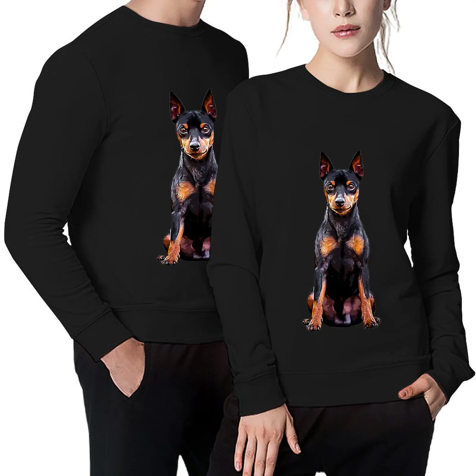 

Miniature Pinscher Toy Black and Tan Cute Puppy Dog Pullover men's coat mens clothes hooded sweatshirts