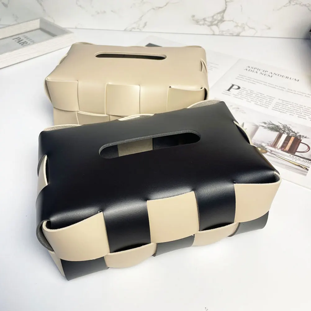 

Tissue Box Holder Paper Towel Dispenser Car Napkin Holder Home Office Supplies Desktop Tissue Case PU Storage Box For Bathroom