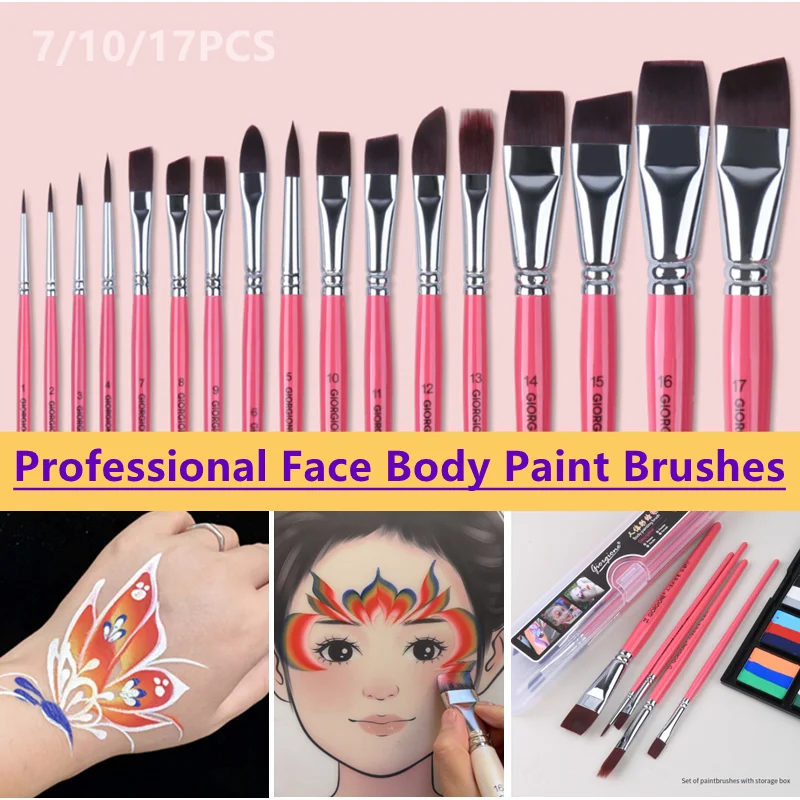 7/10/17 шт. профессиональный набор кистей для рисования лица и тела для сценического макияжа, лепестков, купольных наконечников, тиснения и линейных работ, инструмент для художественного макияжа
