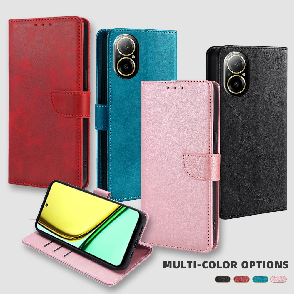 GEFENIS Magnet Buckle Leather Phone Case For Realme C67 C55 C53 C35 C33 C31 C30S C30 C21Y C25Y C21 C20 Business Wallet Case Card