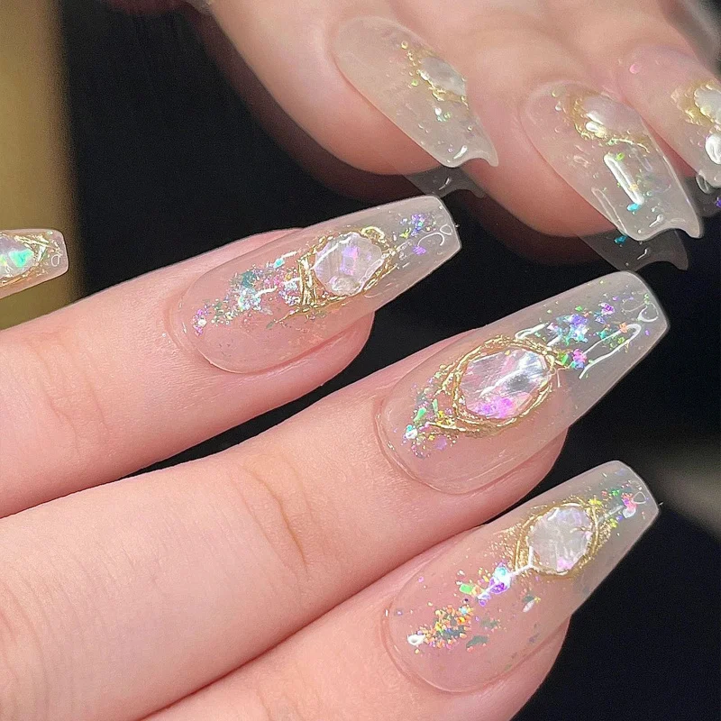 Boîte de pièces de coquille de paillettes irisées irrégulières, accessoires de Nail Art colorés pour les amateurs débutants, Salon de manucure, 1 boîte