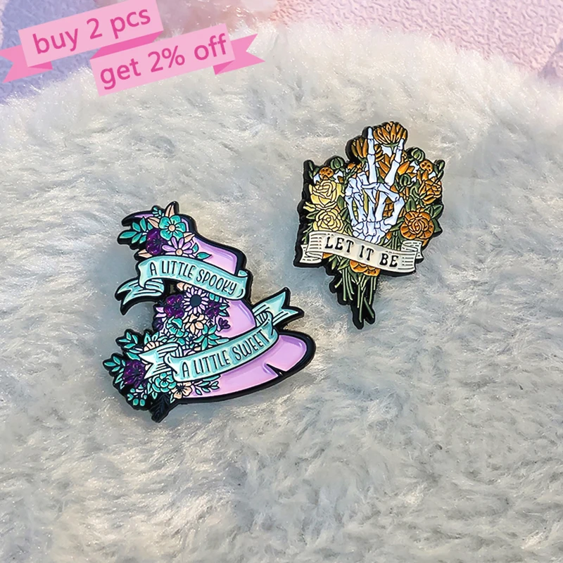 Phase Butterfly Skeleton Hat Pin Lapel Badges Punk Gothic Jewelry Gift for Kids Friends Bad Witch Club Enamel  Pins Custom Moon