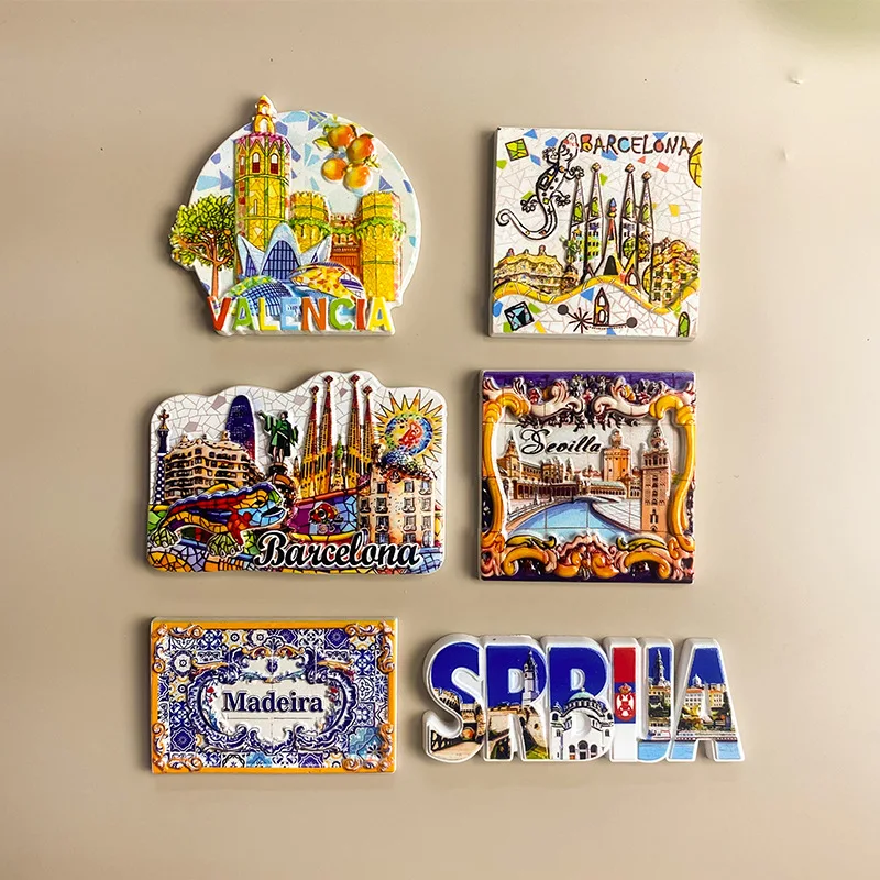 

Cute Europe Fridge Magnets - Valencia, Barcelona (Sagrada Familia), Sevilla, Madeira & Serbia Designs | Home Decor Strong Magnet