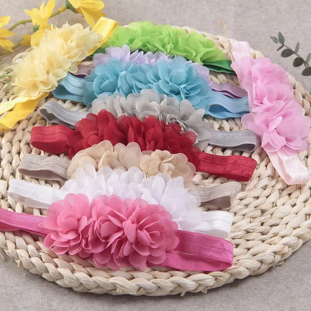 10pcs/lot Baby Infant Headbands Chiffon Flower Headband Handmade Hair Accessories for Newborn Toddlers Kids Children Girls