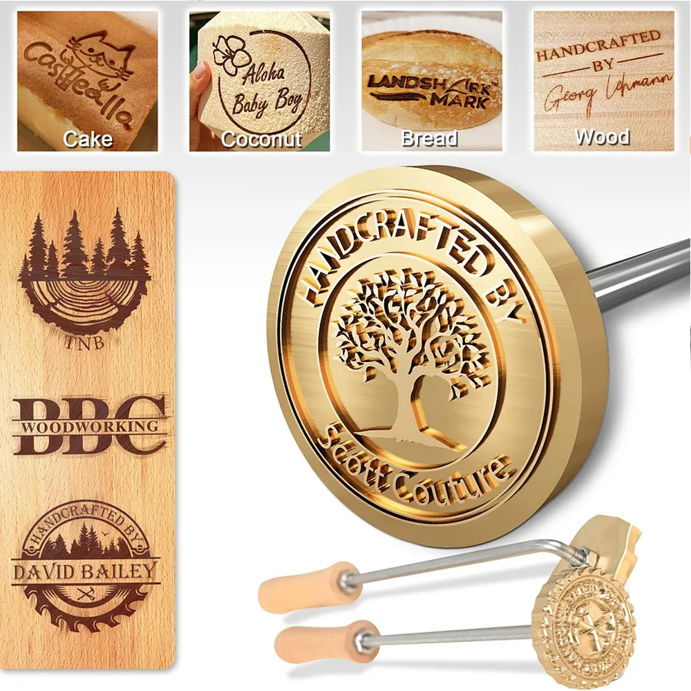

M8 Custom LOGO Branding Iron Private Stamp Hot Brass For Wedding Party Company Wood Leather Cake Burger Seal Heating Brass DIY