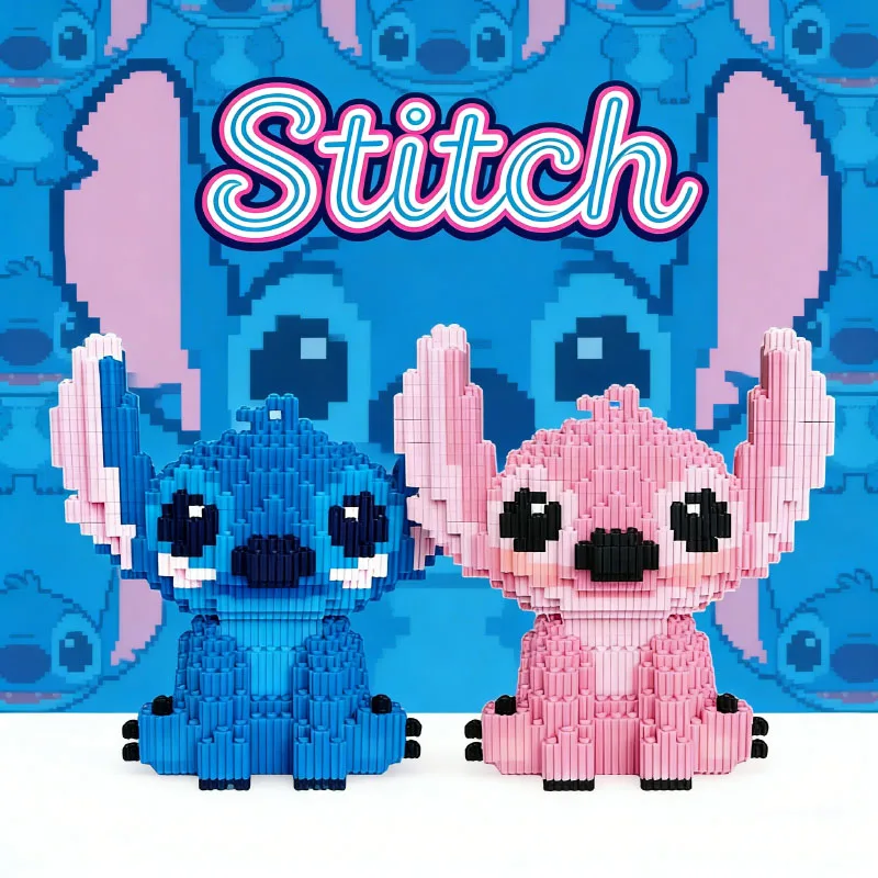 

2026 New 21cm Disney Building Blocks Anime Stitch Cute Educational Assembly Toy Tabletop Decoration Kid Birthday Festive Gift