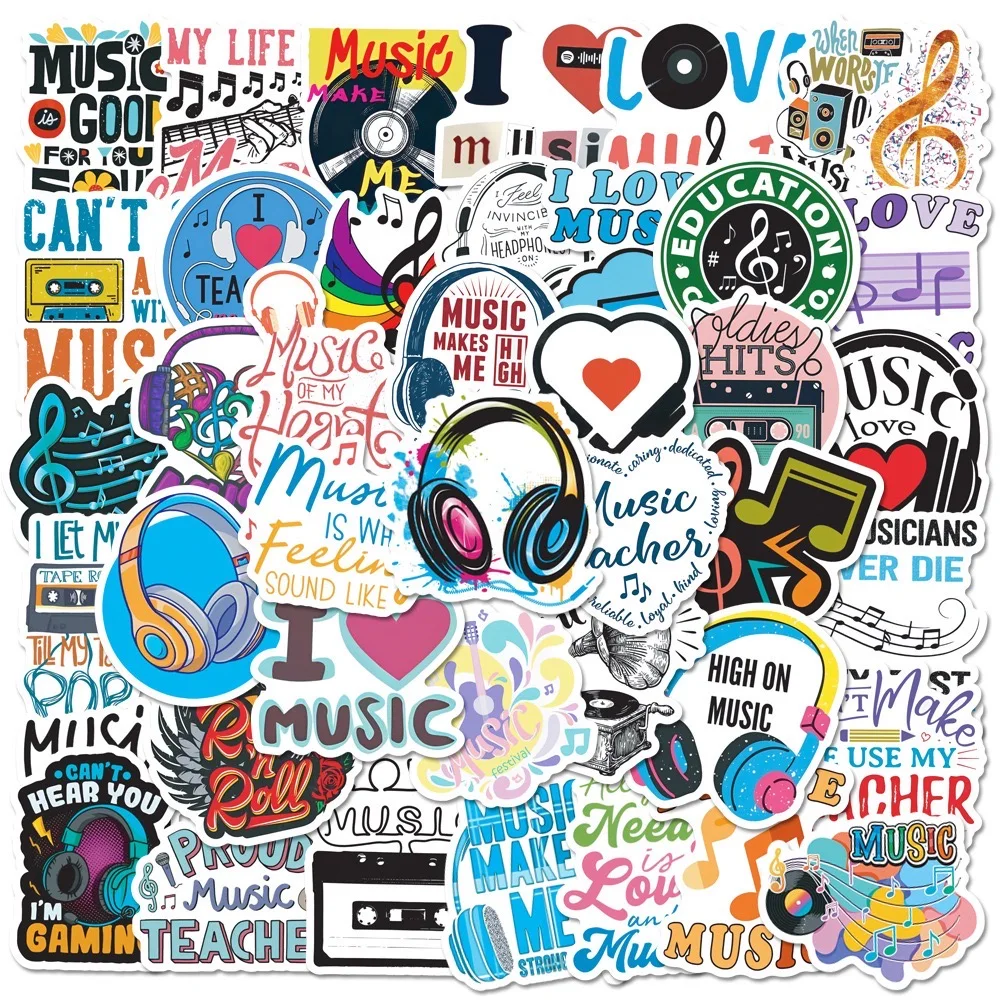 10/30/50PCS Inspirational Music Notes Stickers Motivational Decal DIY Diary Suitcase Scrapbook Phone Laptop Bike Sticker Toy