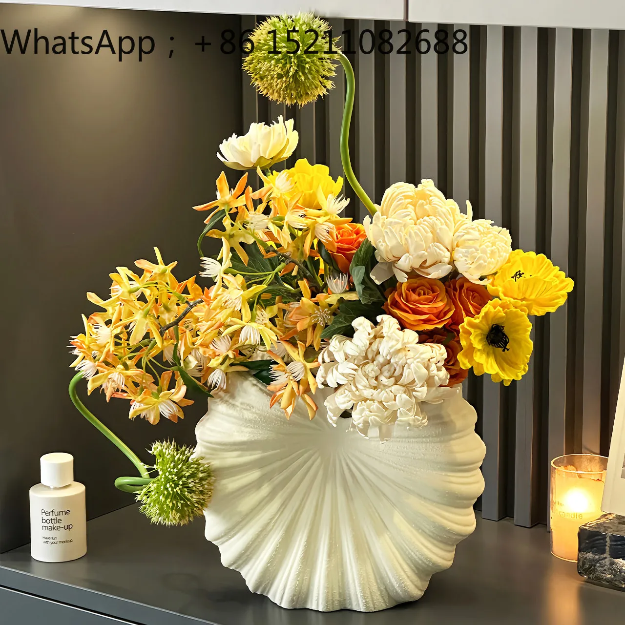 SCY ceramic retro sea shell premium decorative vase living room flower arrangement home desktop ornament