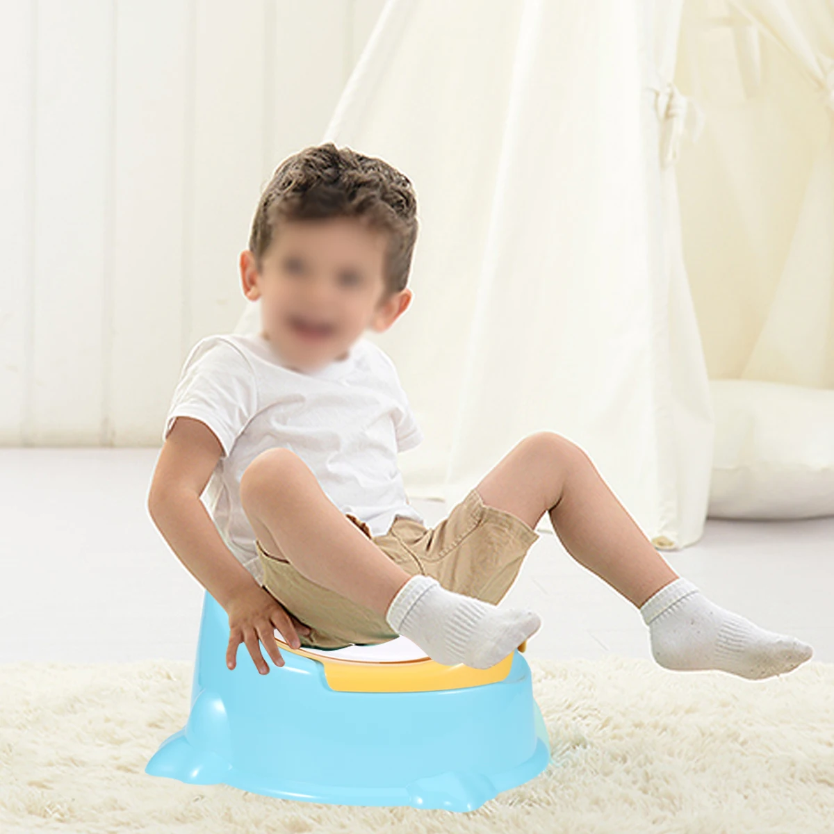

Children Potty Seat Baby Bedpan Toddler Training Toilet Bowl Lightweight Portable Easy Cleaning Detachable Bowl Travel Friendly