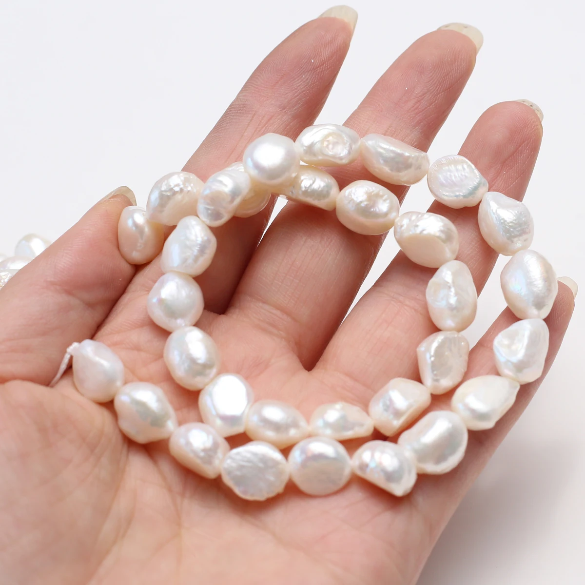 

10-11mm Irregularly Shaped White Natural Freshwater Pearls Loose Beads for Jewelry Making DIY Necklace Bracelet Accessories 36cm