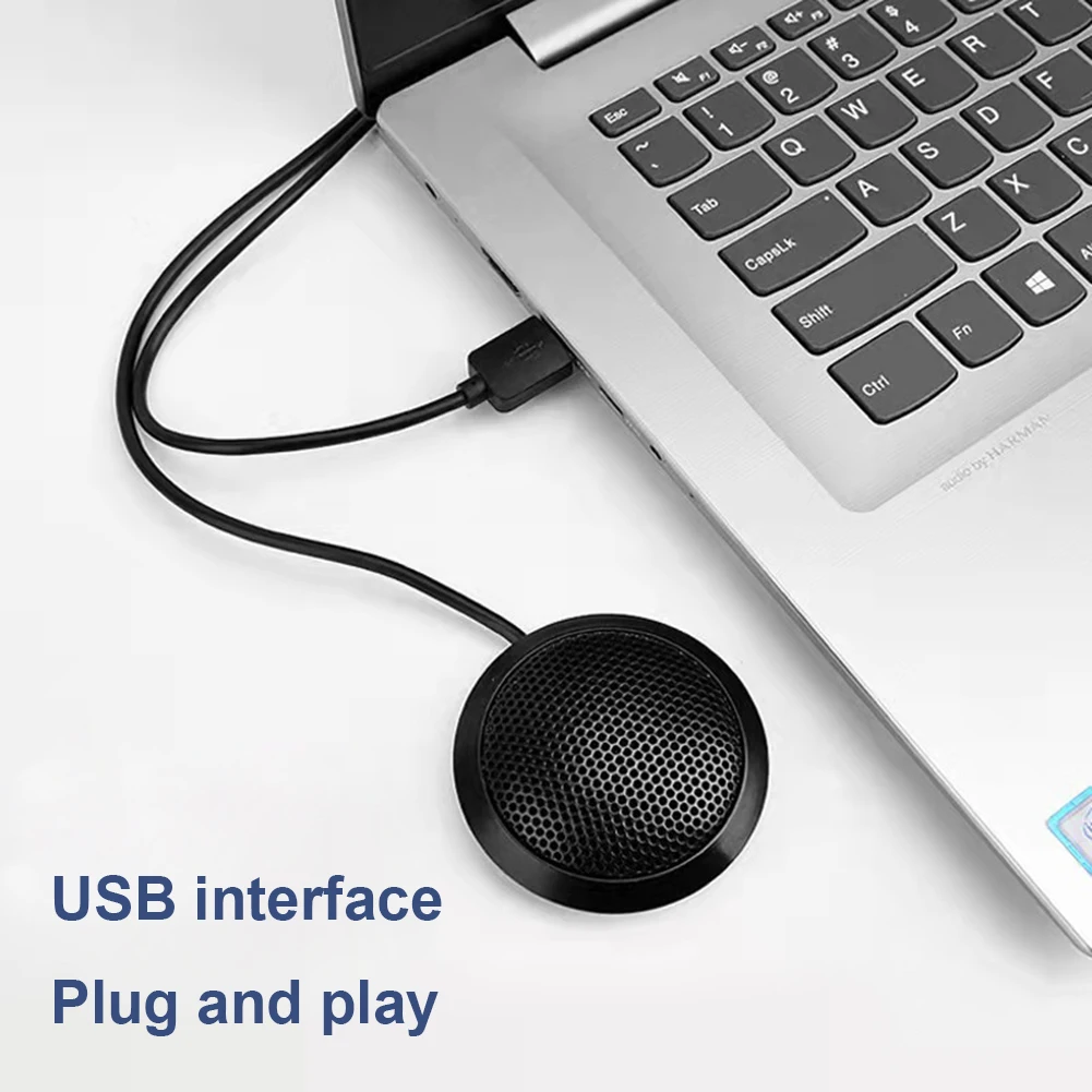 USB/3.5 มม. ไมโครโฟนประชุม Plug&Play 360 °   ไมโครโฟนคอนเดนเซอร์รอบทิศทางฐานกันลื่นคอมพิวเตอร์เดสก์ท็อปไมโครโฟนสําหรับแล็ปท็อปพีซี
