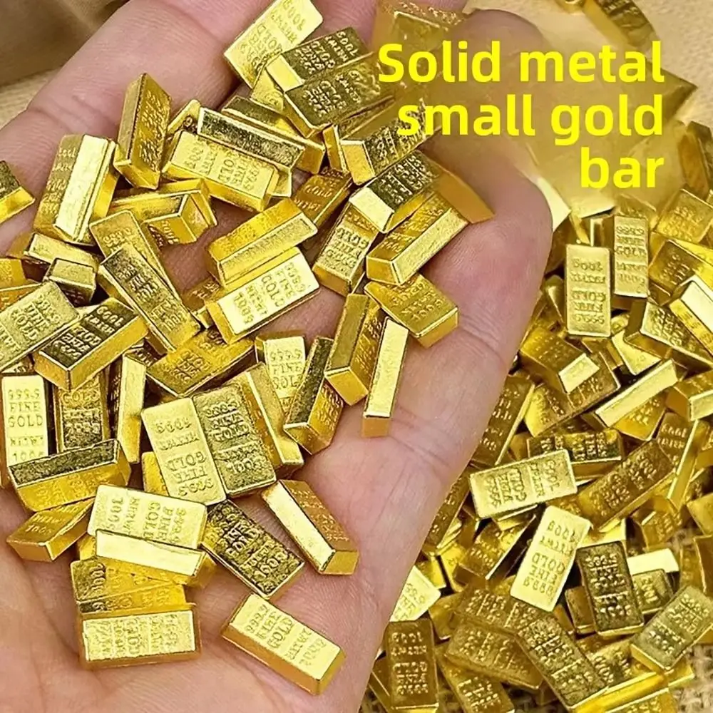 50/100 pièces de petites lingots d'or en alliage durable, mini ornement d'attraction de la richesse, brique dorée, artisanat, décoration de la maison