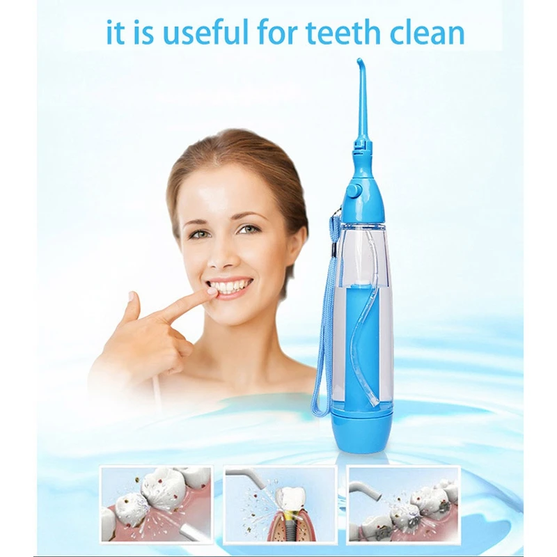 ใหม่แบบพกพา Oral Irrigator ทําความสะอาดปากล้างฟันน้ําชลประทานคู่มือน้ําทันตกรรม Flosser ไม่มีไฟฟ้า Abs