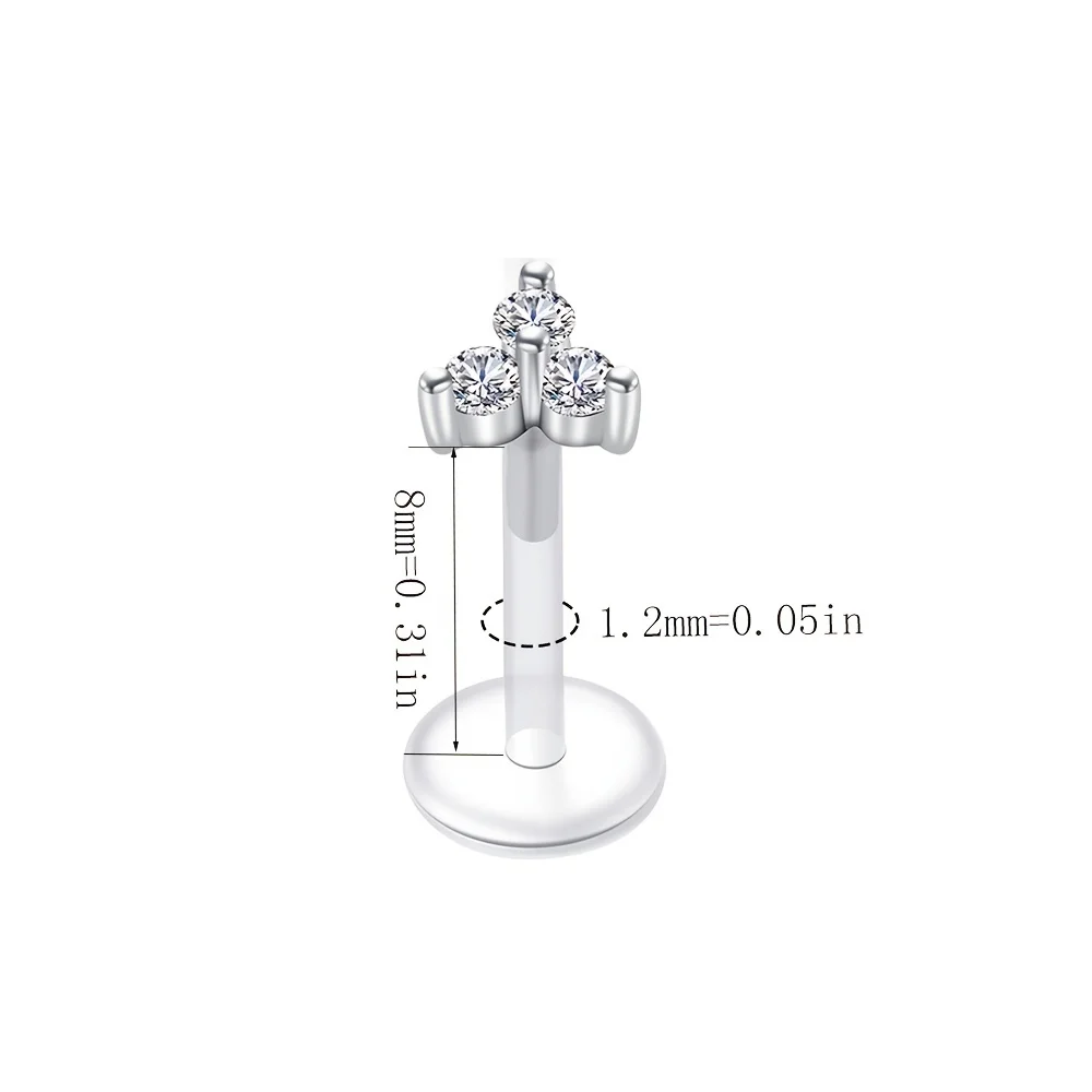 Ear Bone Studs, Heart-shaped Flat Lip Studs, Stainless Steel UV Transparent Flower Ear Studs, Fashionable Piercing 1-10PCS