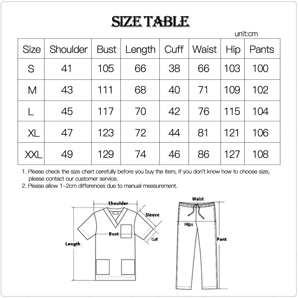 Anti-Wrinkle Soft Premium Lightweight Fabric Washable Nursing Clothes Scrubs Set for Women Men Medical Nursing Surgical Uniforms