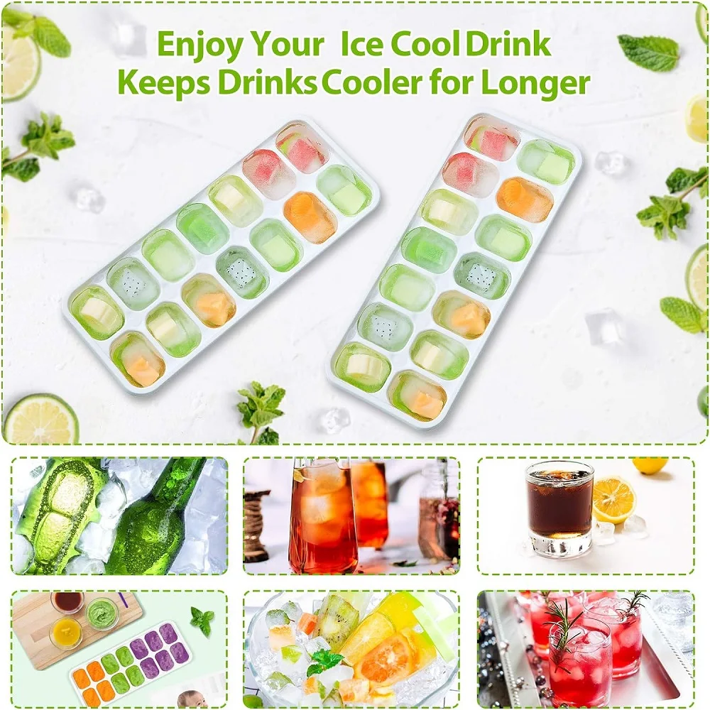 14-Grid Ice Cube Mold With Iid Gor Home Mini Kitchen DIY Fruit SiliconeIce Tray Silicone ice Mold Ice  Box Making  kitchen Tools