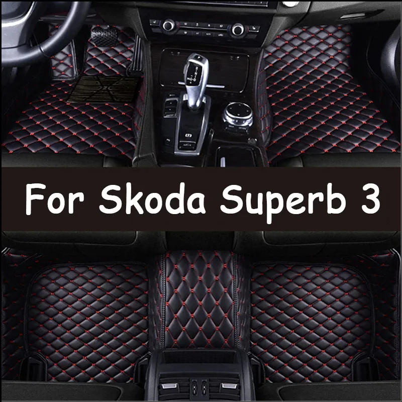 

Кожаные автомобильные коврики на заказ для Skoda Superb 3 2016 2017 2018 2019 2020 2021, ковры, подушечки для ног, аксессуары