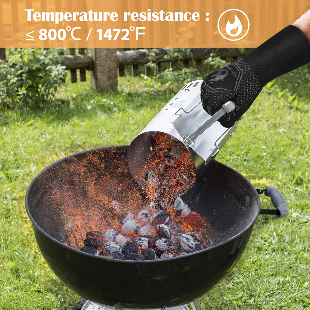 

1 Pair 13.78 Inch Heat Resistant Silicone Oven Gloves ≤800℃ Non-Slip Bbq Grilling Gloves With Hanging Hook Dust-Proof Protective